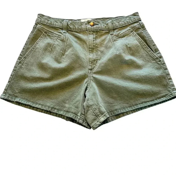 Universal Thread jean shorts women's size 12/31R green pin tuck short - Picture 1 of 12